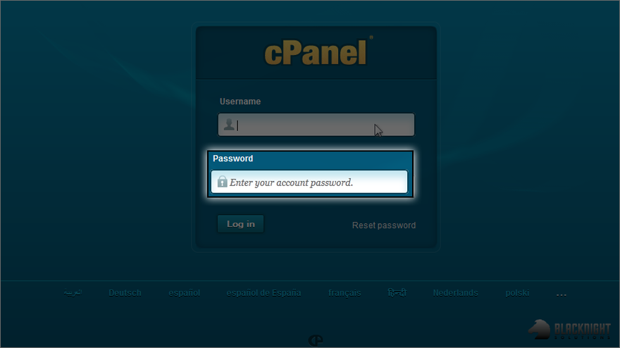 Password here. CPANEL login.